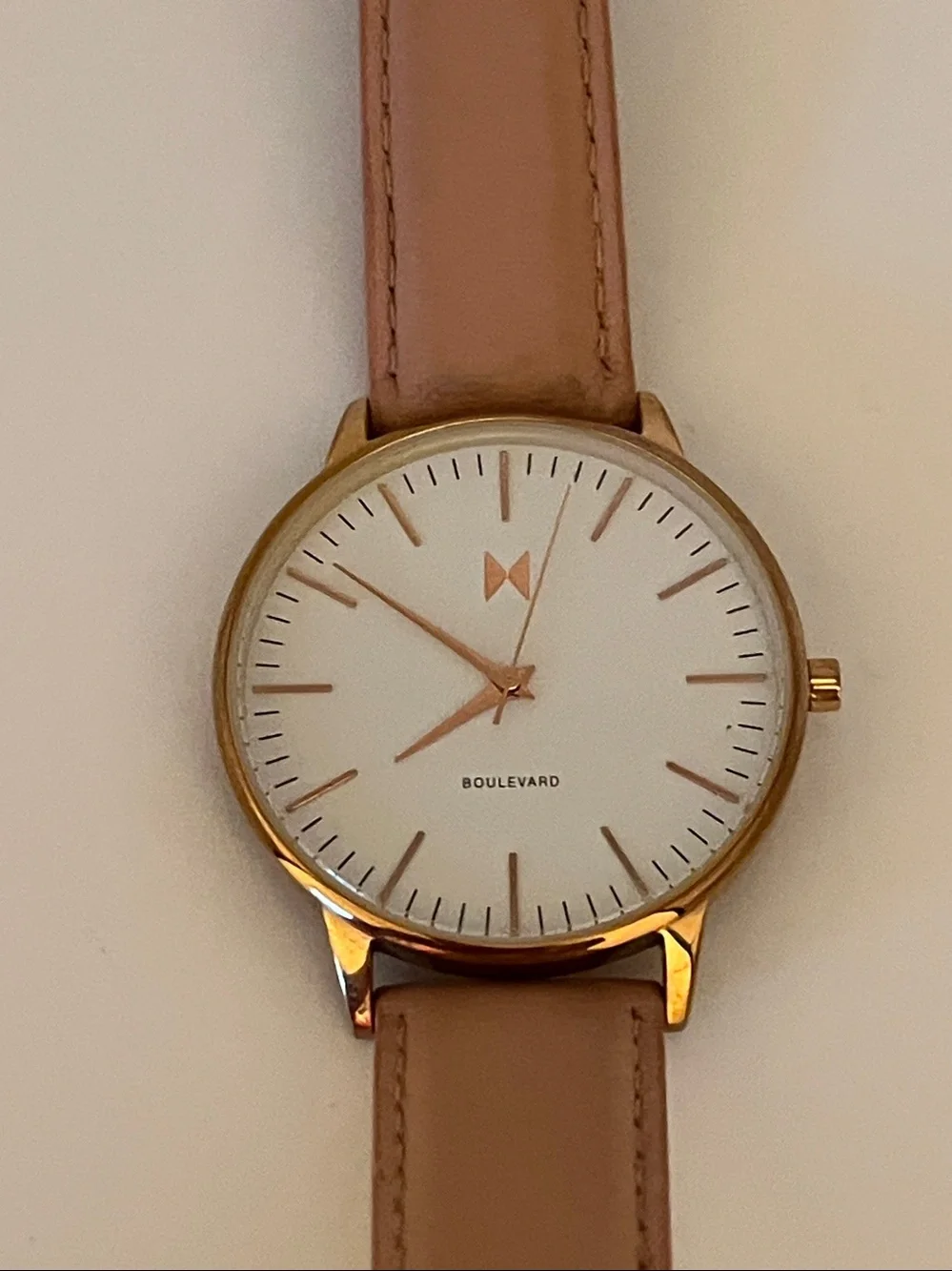 MVMT Gold Case White Dial Pink Leather Watch